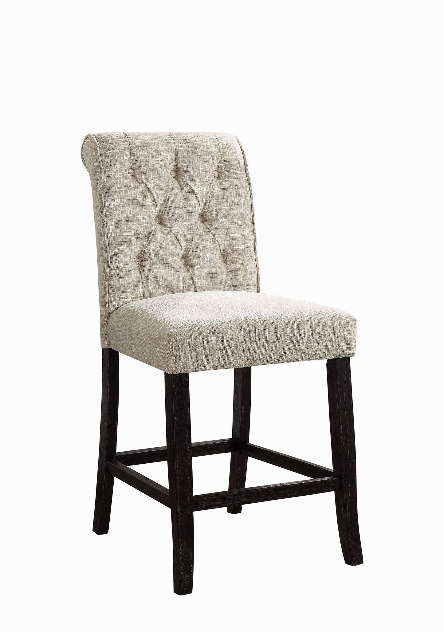 Marynda Transitional Button Tufted Counter Height Chairs in Ivory (Set of 2)