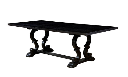 Venna Rustic Trestle Dining Table in Dark Walnut