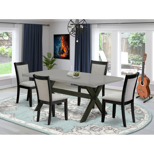 East West Furniture X697MZ606-5 5 Piece Kitchen Table Set for 4 Includes a Rectangle Dining Table with X-Legs and 4 Shitake Linen Fabric Parson Dining Chairs, 40x72 Inch, Multi-Color