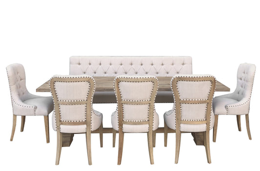 Inverness Farmhouse Bench Dining Table Set of 7