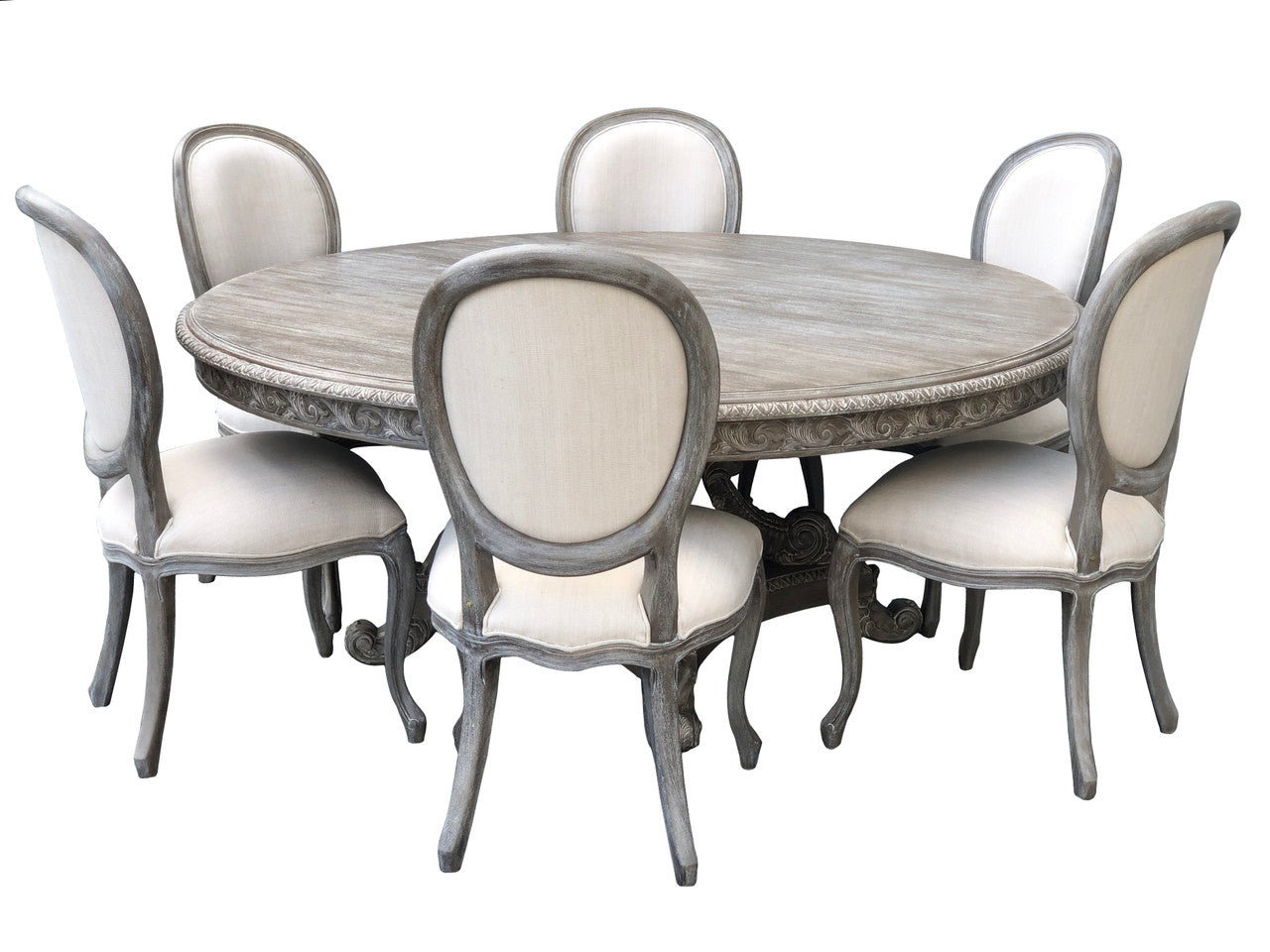 Mystique Gray Mahogany Anglia Dining Table and Chair Set of 7