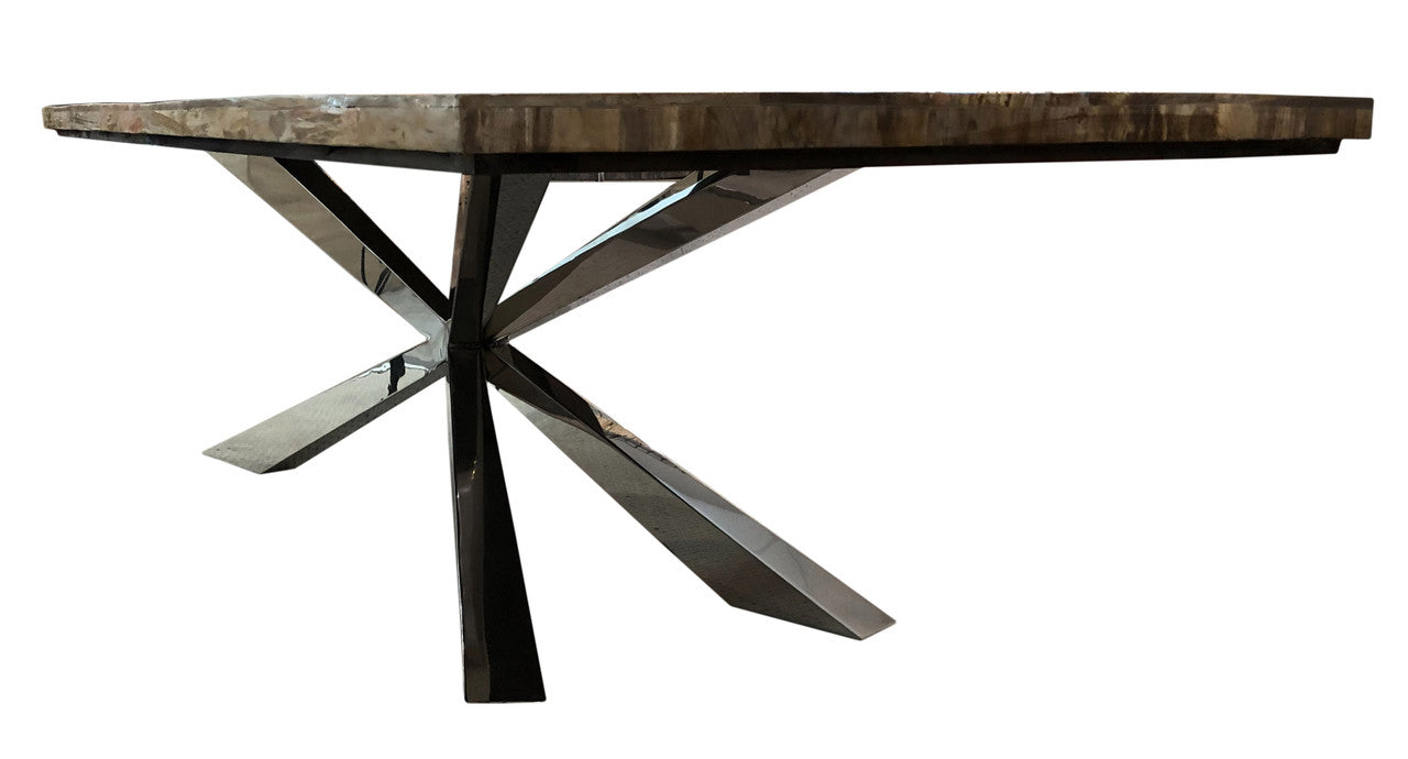 Table Petrified With Resin Stainless Steel Leg 138"