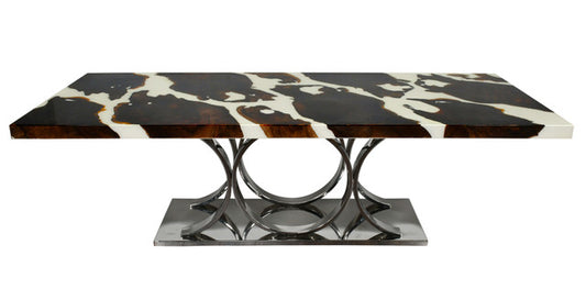 Artistic Floating Teak Table with Iron Base