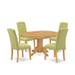 East West Furniture AVCE5-OAK-07 5 Piece Kitchen Table Set for 4 Includes an Oval Dining Room Table with Butterfly Leaf and 4 Limelight Linen Fabric Parsons Chairs, 42x60 Inch, Oak