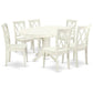 East West Furniture AVCL7-LWH-W 7 Piece Dining Table Set Consist of an Oval Wooden Table with Butterfly Leaf and 6 Dining Room Chairs, 42x60 Inch, Linen White