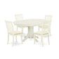 East West Furniture AVDA5-LWH-W 5 Piece Dining Set Includes an Oval Dining Room Table with Butterfly Leaf and 4 Kitchen Chairs, 42x60 Inch, Linen White