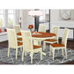 East West Furniture AVIP7-BMK-W 7 Piece Kitchen Table & Chairs Set Consist of an Oval Dining Room Table with Butterfly Leaf and 6 Solid Wood Seat Chairs, 42x60 Inch, Buttermilk & Cherry