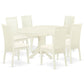 East West Furniture AVIP7-LWH-C 7 Piece Kitchen Table & Chairs Set Consist of an Oval Dining Room Table with Butterfly Leaf and 6 Linen Fabric Upholstered Chairs, 42x60 Inch, Linen White