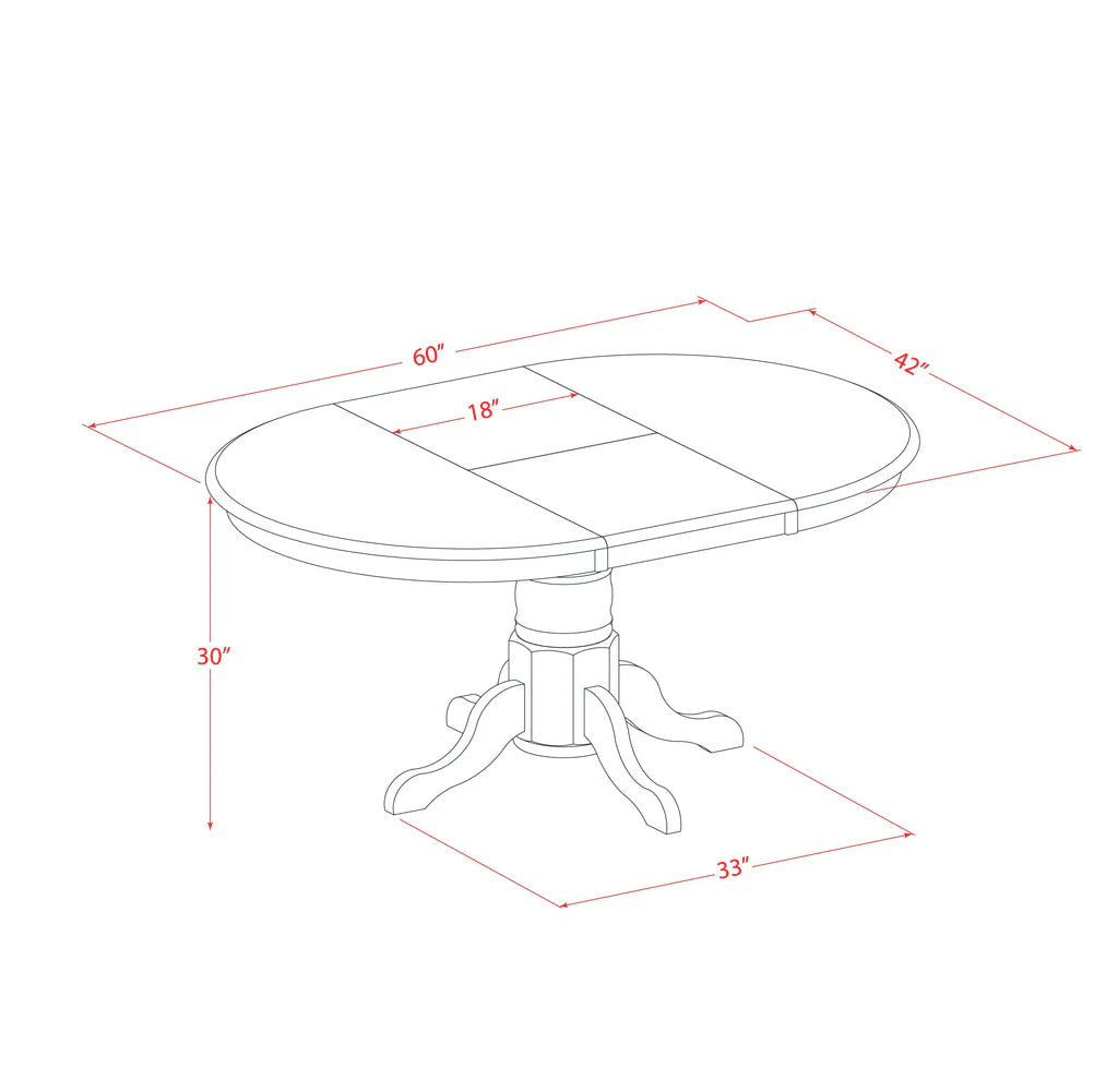 East West Furniture AVCL7-LWH-W 7 Piece Dining Table Set Consist of an Oval Wooden Table with Butterfly Leaf and 6 Dining Room Chairs, 42x60 Inch, Linen White