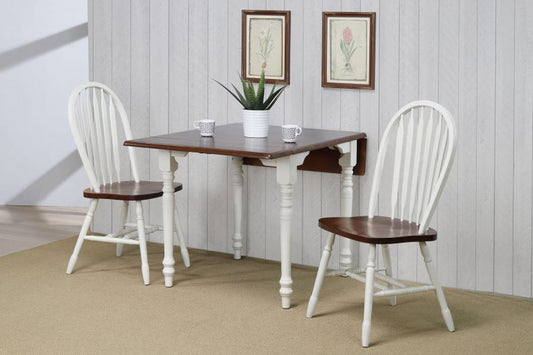 Andrews Drop Leaf Dining Table – Antique White & Chestnu