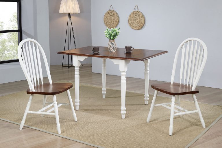 Andrews Drop Leaf Dining Table – Antique White & Chestnu