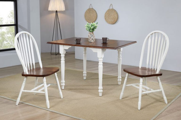 Andrews Drop Leaf Dining Table – Antique White & Chestnu