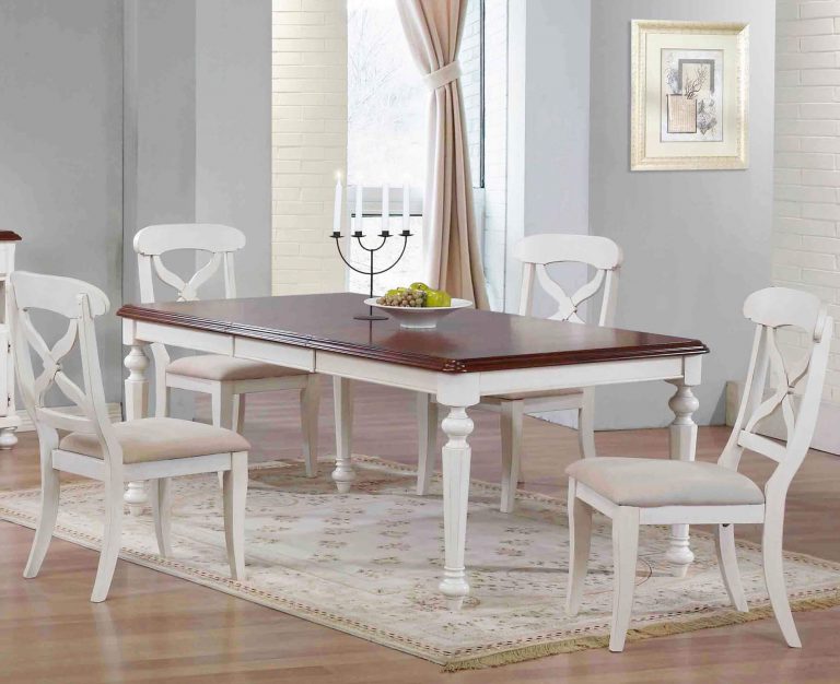 Andrews Butterfly Leaf Dining Table – Antique White & Chestnut