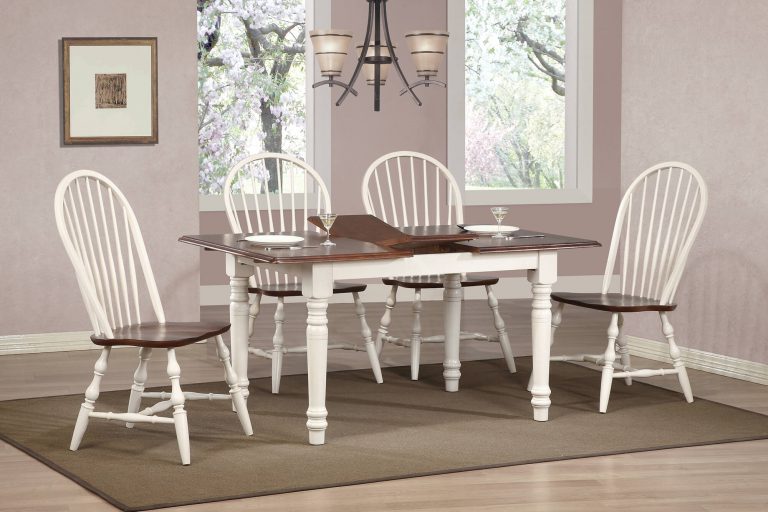 Andrews Butterfly Leaf Dining Table – Antique White & Chestnut