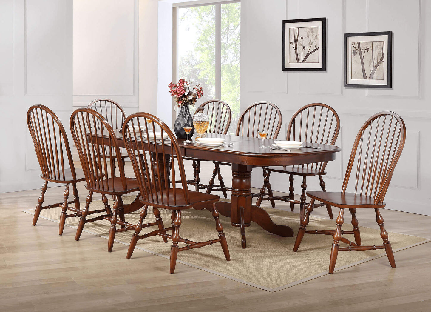 Andrews Double Pedestal Extendable Dining Table – Chestnut