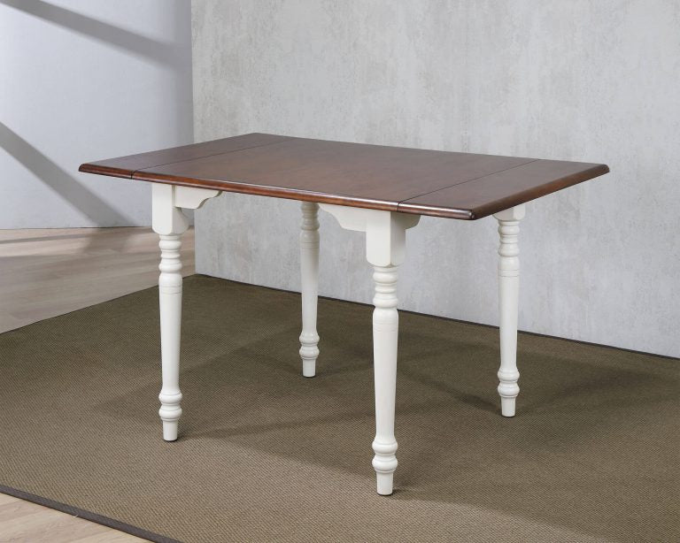 Andrews Drop Leaf Dining Table – Antique White & Chestnu