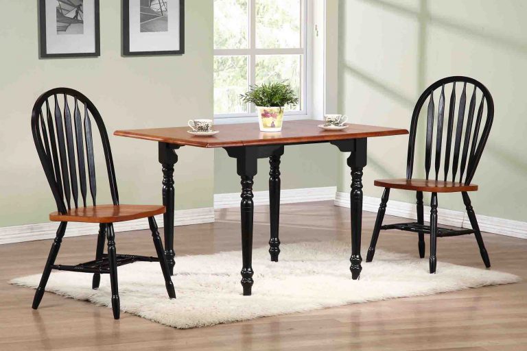 Drop Leaf Dining Table – Antique Black with Cherry Finish