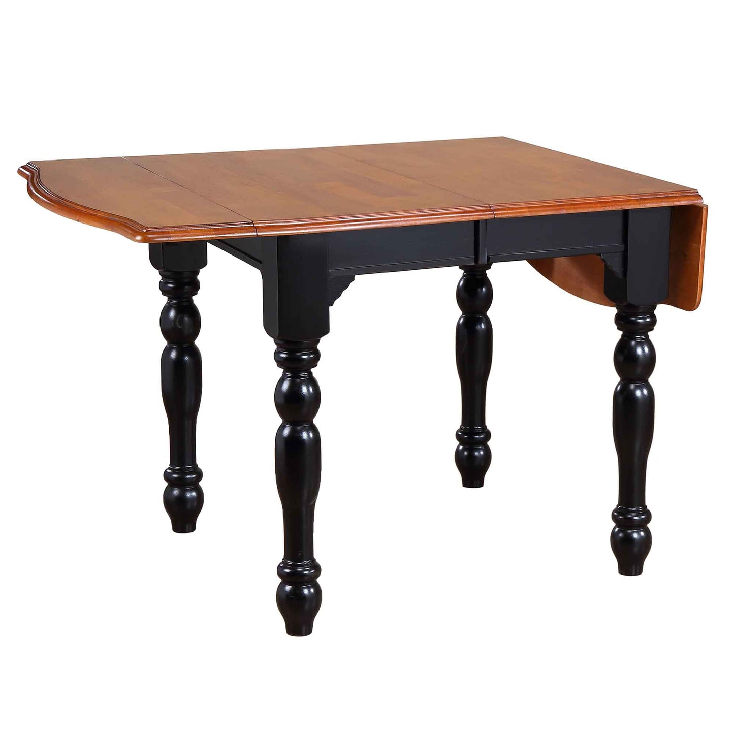 Drop Leaf Extendable Dining Table – Antique Black with Cherry Finish Top