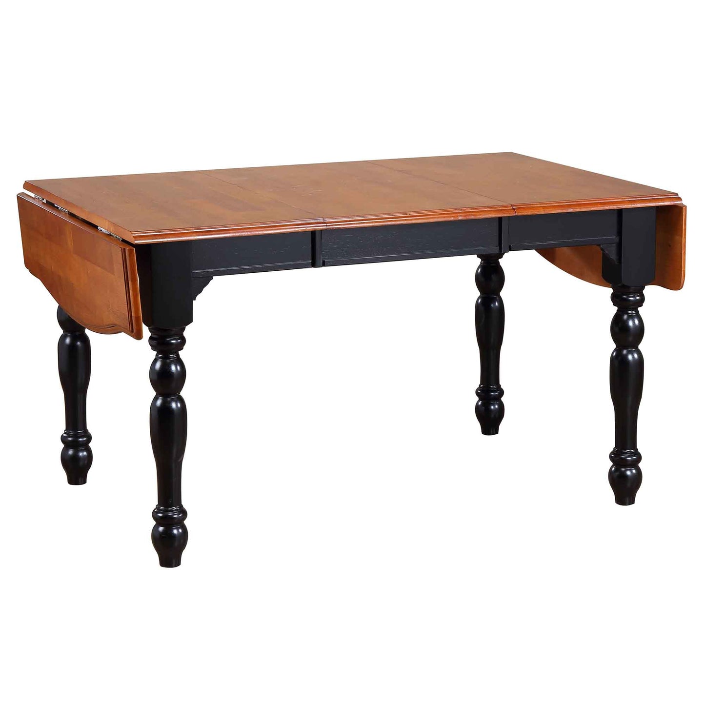 Drop Leaf Extendable Dining Table – Antique Black with Cherry Finish Top