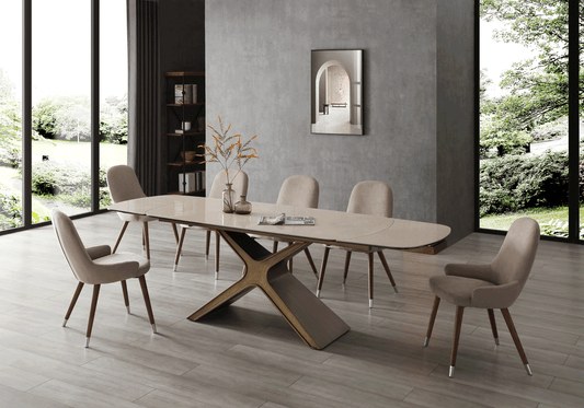 9368 Table Taupe with 1287 chairs