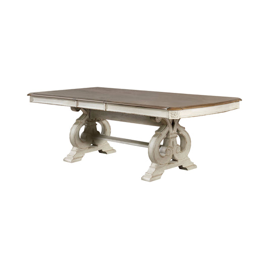 Sorensen Rustic Dining Table with 18" Leaf in Antique White