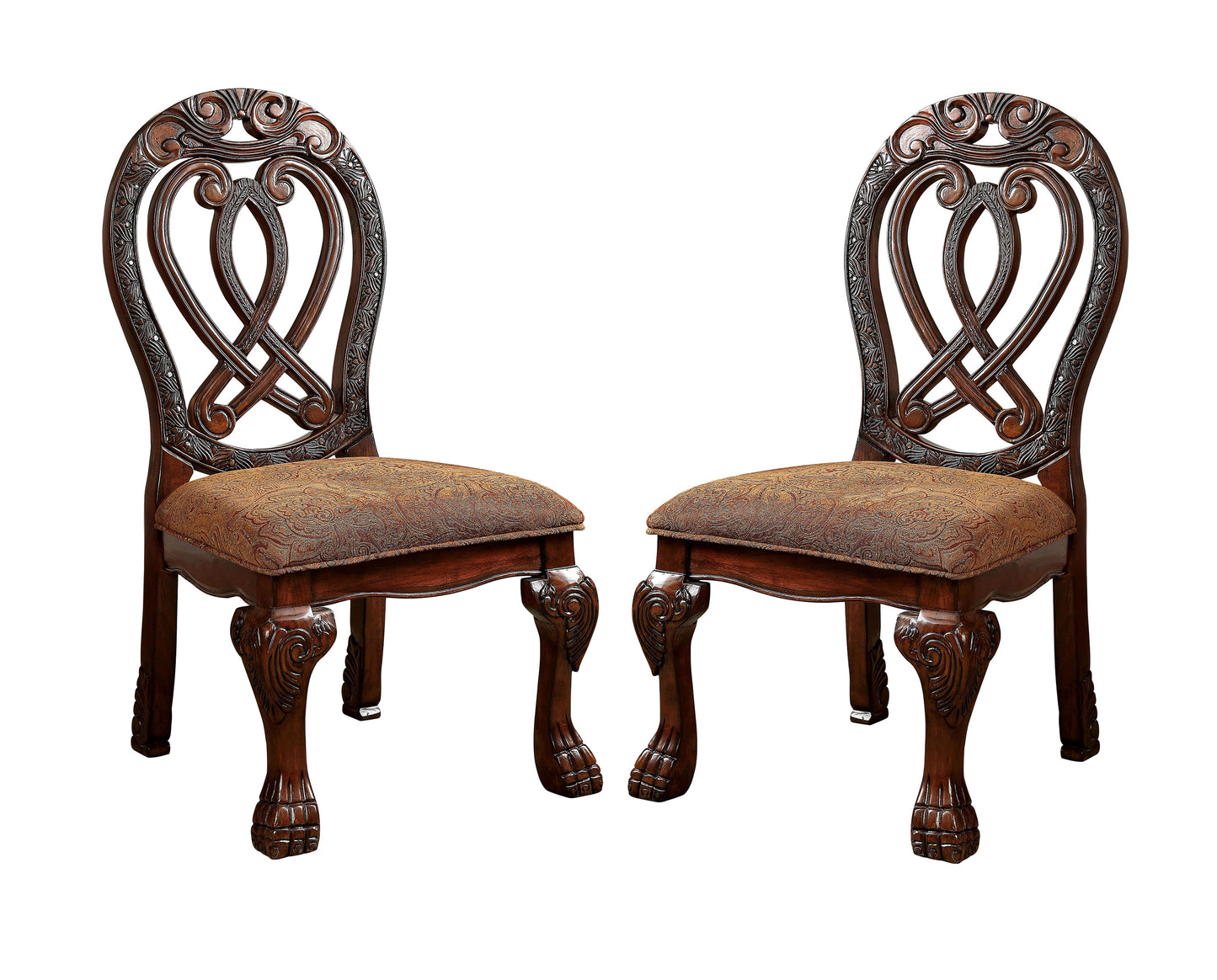 Beau Traditional Padded Side Chairs in Cherry (Set of 2)