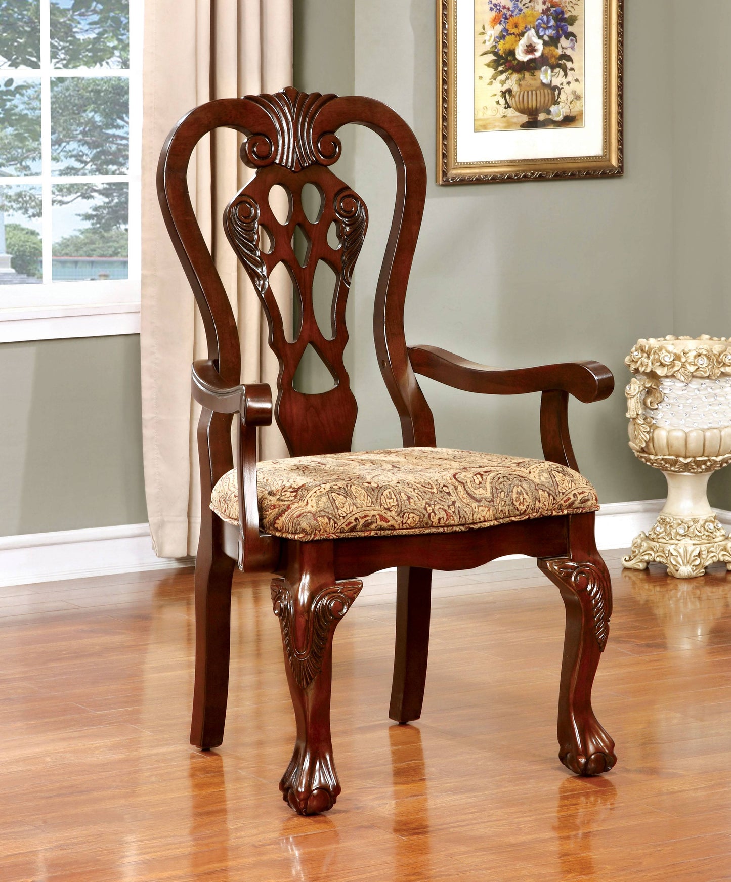 Clay Traditional Padded Arm Chairs (Set of 2)