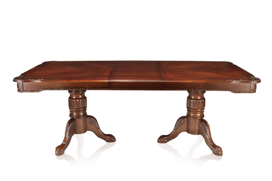 Meredith Traditional Solid Wood Double Pedestals Dining Table