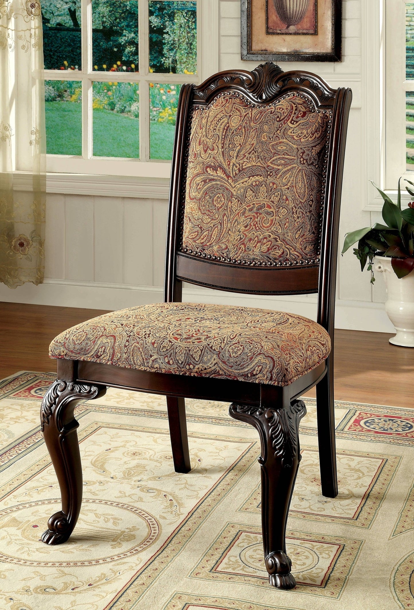 Raene Traditional Fabric Padded Back Side Chairs (Set of 2)