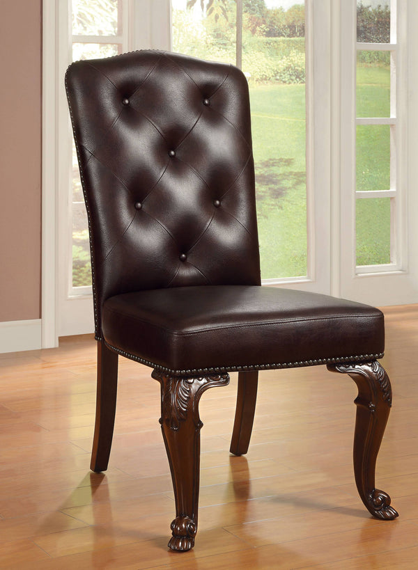Raene Traditional Faux Leather Nailhead Trim Side Chairs (Set of 2)