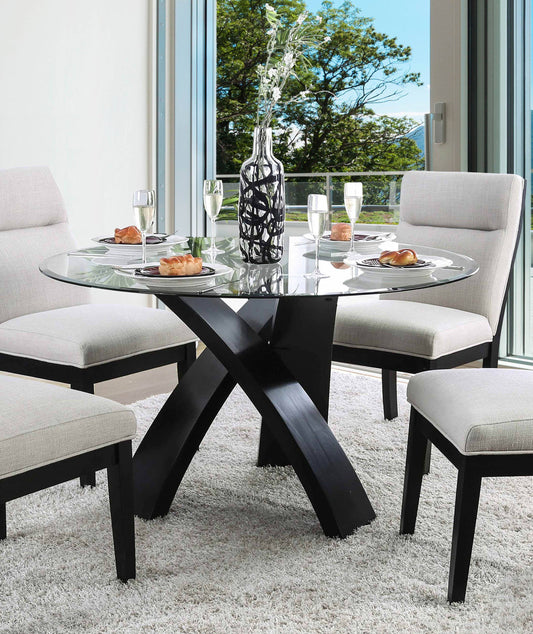 Hazmina Contemporary Glass Top Dining Table