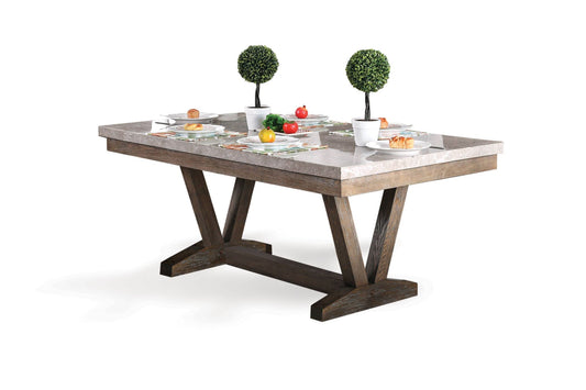 Justeen Rustic Faux Marble Top Dining Table