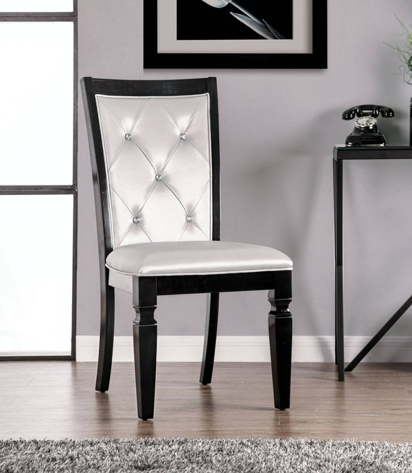 Morgen Contemporary Tufted Side Chairs in Black and Silver (Set of 2)