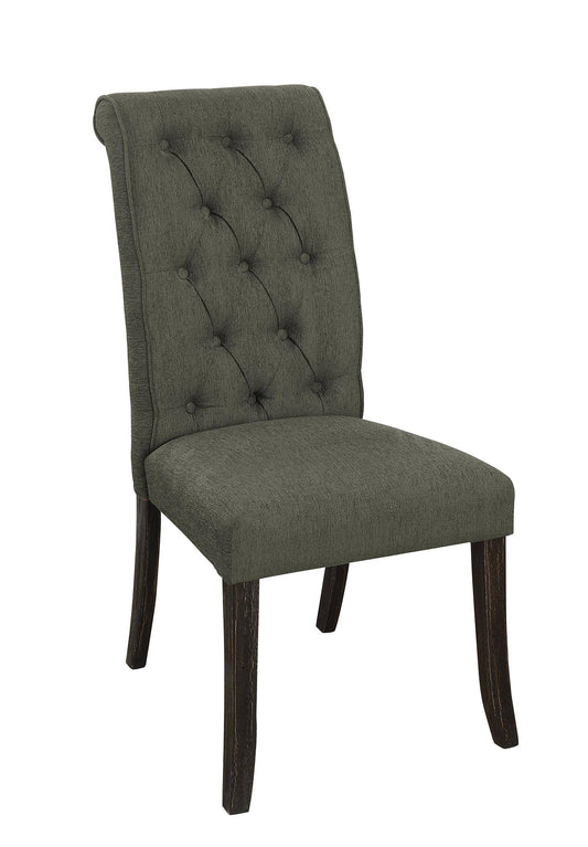 Marynda Transitional Button Tufted Side Chairs in Gray (Set of 2)