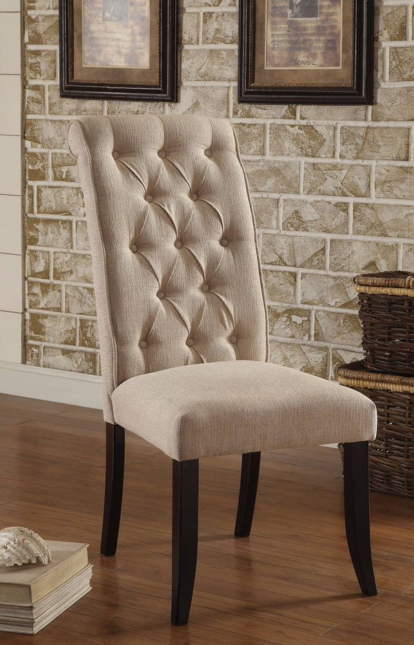 Marynda Transitional Button Tufted Side Chairs in Ivory (Set of 2)