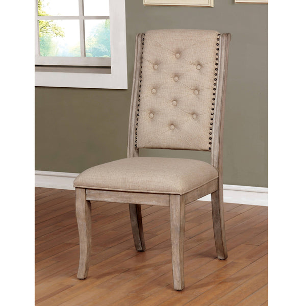 Venna Rustic Button Tufted Side Chairs in Natural Tone (Set of 2)