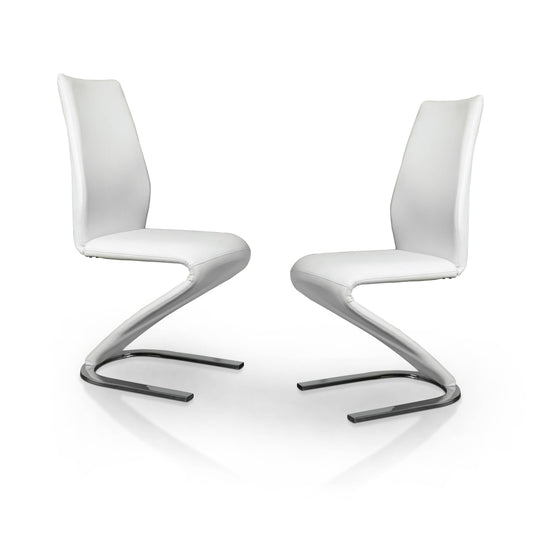 Amia Contemporary Faux Leather Side Chairs in White (Set of 2)