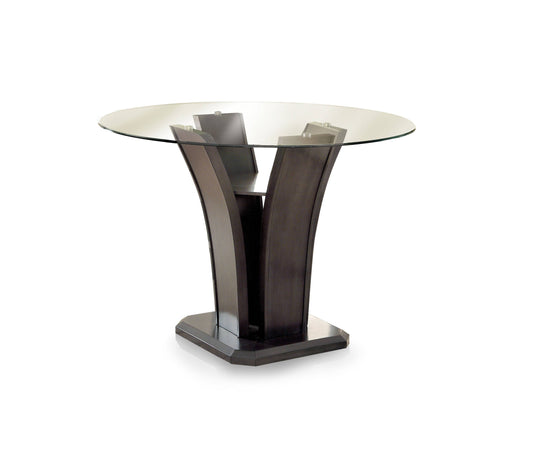 Aloise Contemporary Round Glass Top Counter Height Table in Dark Gray