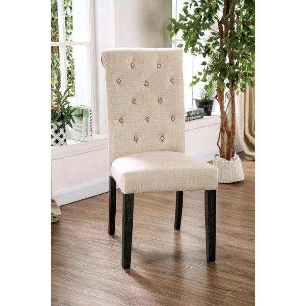 Lorton Rustic Button Tufted Side Chairs in Ivory (Set of 2)