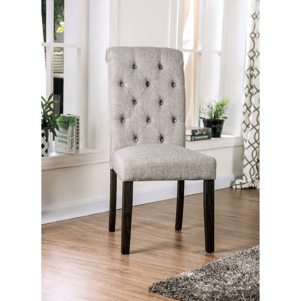 Lorton Rustic Button Tufted Side Chairs in Light Gray (Set of 2)