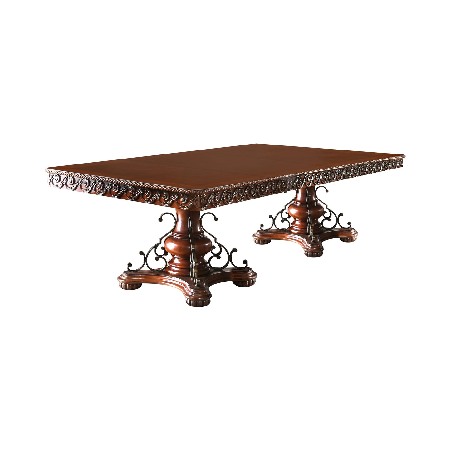 Emari Traditional Double Pedestals Dining Table