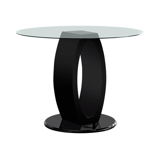 Xavia Contemporary Round Glass Top Counter Height Table in Black