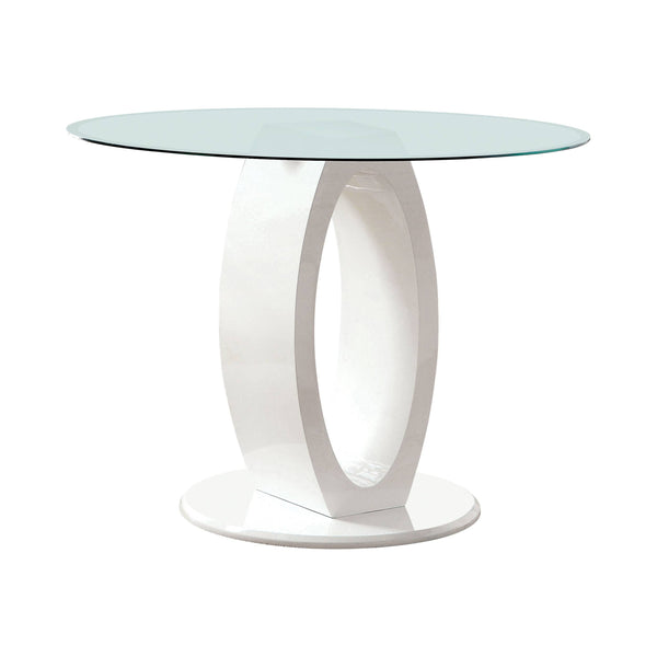 Xavia Contemporary Round Glass Top Counter Height Table in White