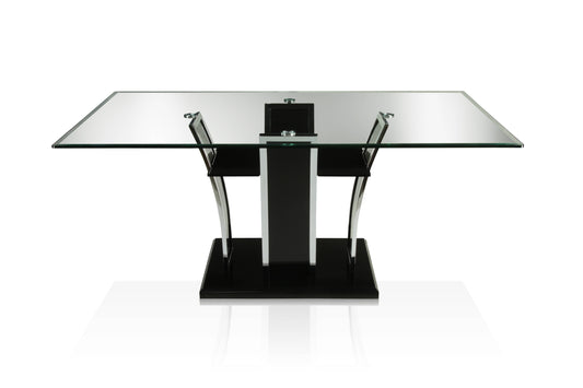 Vaqua Contemporary Glass Top Dining Table in Black