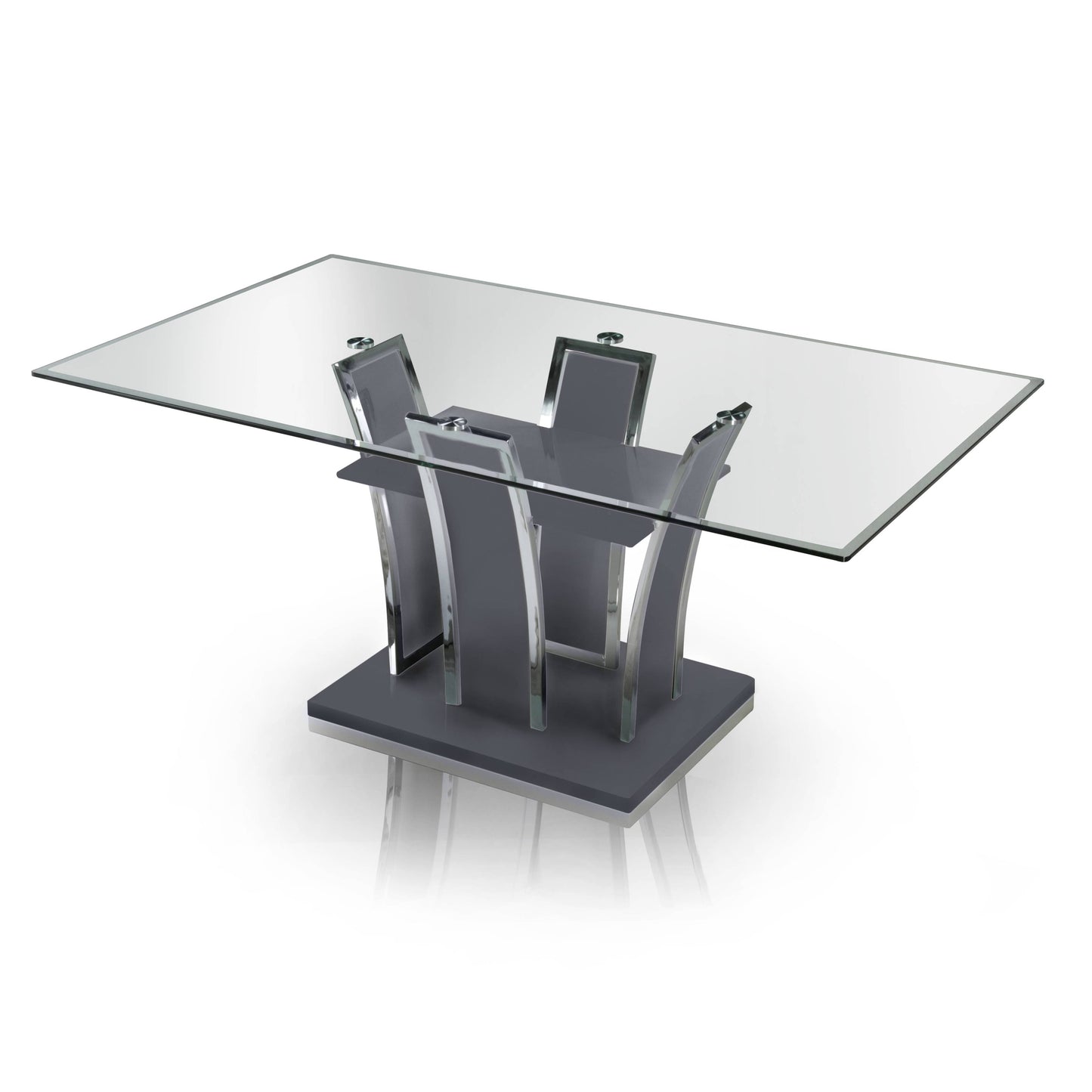 Vaqua Contemporary Glass Top Dining Table in Gray