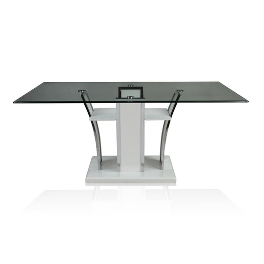 Vaqua Contemporary Glass Top Dining Table in White