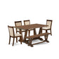 East West Furniture V776MZN32-6 6 Piece Dining Table Set Contains a Rectangle Wooden Table with V-Legs and 4 Light Beige Linen Fabric Parson Chairs with a Bench, 36x60 Inch, Multi-Color