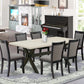 East West Furniture X627MZ650-7 7 Piece Dining Table Set Consist of a Rectangle Kitchen Table with X-Legs and 6 Dark Gotham Grey Linen Fabric Upholstered Chairs, 40x72 Inch, Multi-Color