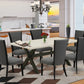 X627VE650-7 7Pc Dining Room Set - 40x72" Rectangular Table and 6 Parson Chairs - Wirebrushed Black & Linen White Color