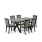 East West Furniture X696MZ650-7 7 Piece Dining Table Set Consist of a Rectangle Kitchen Table with X-Legs and 6 Dark Gotham Grey Linen Fabric Upholstered Chairs, 36x60 Inch, Multi-Color